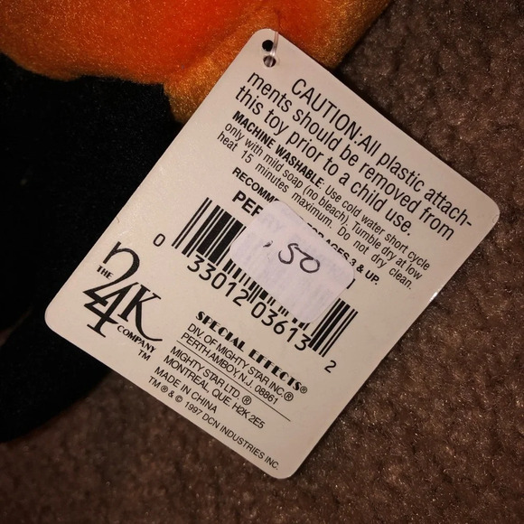 Vintage 1997 Beanie Boppers Halloween Pumpkin Bean Plush - Picture 4 of 7